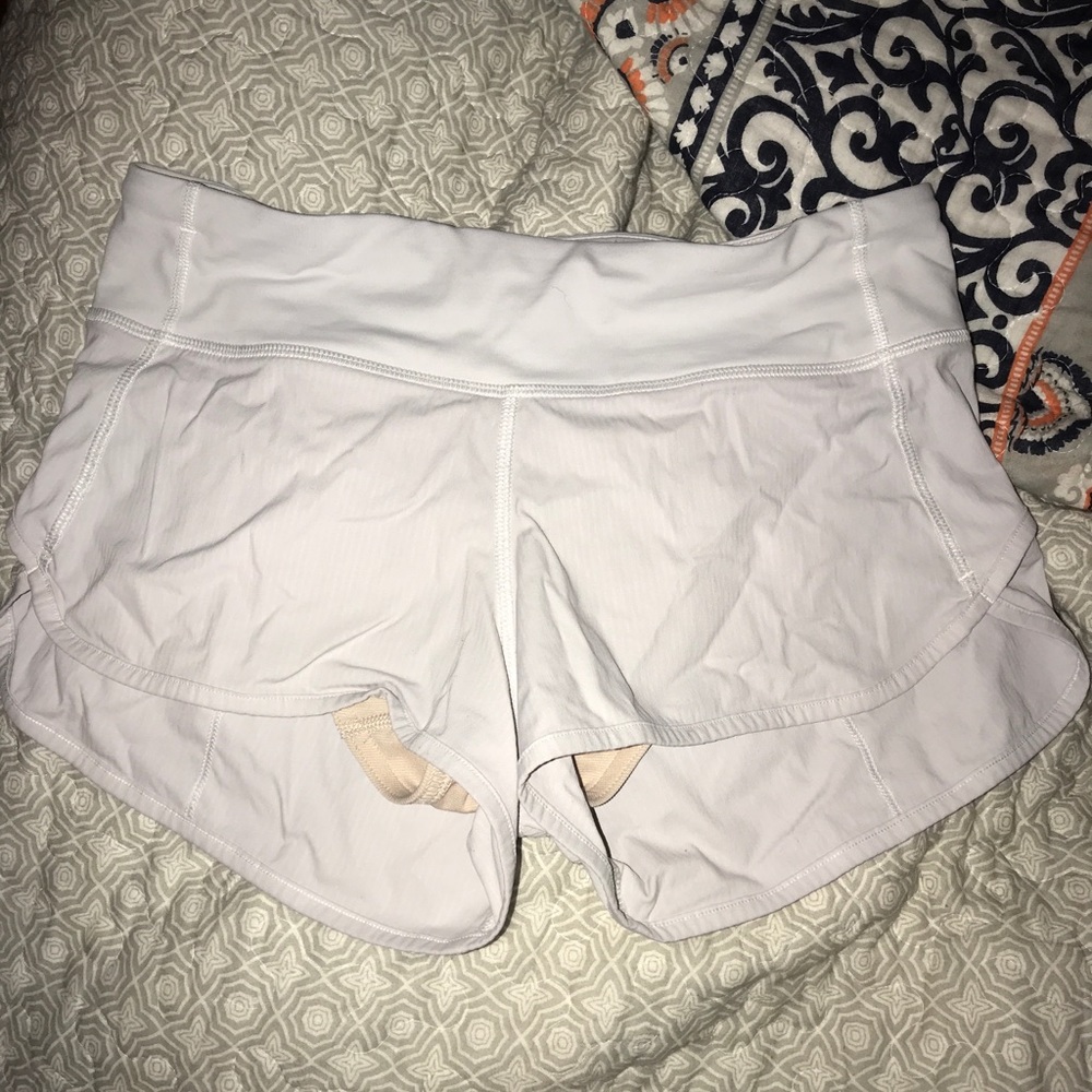 White lululemon speed shorts
